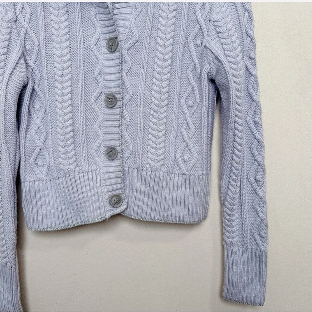 Zara Womens Medium Cable Lilac Silver Thread Cropped Cardigan - Picture 3 of 6